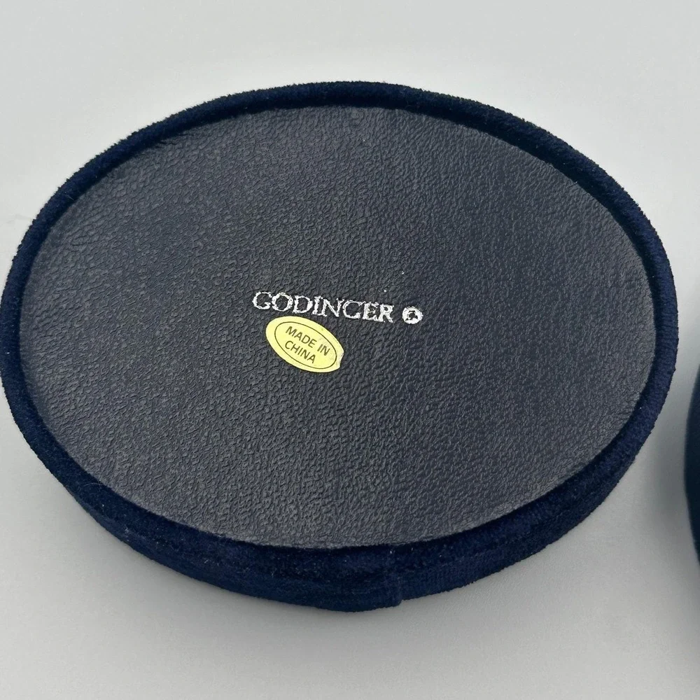 1990 Godinger Silver Art Co Navy Blue‎ Velvet Trinket Jewelry Box Oval Ornate 4